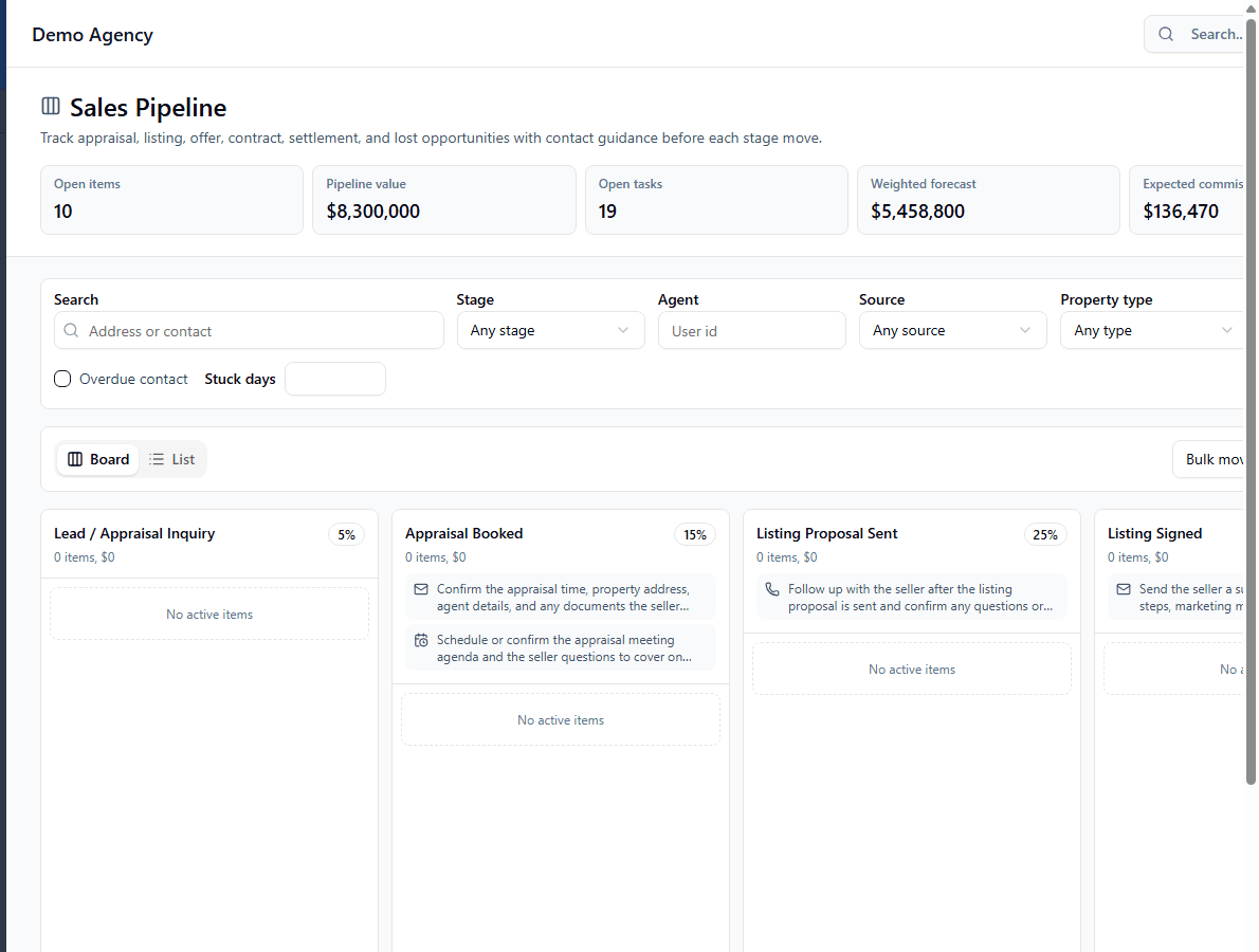 Letaro live sales pipeline screenshot